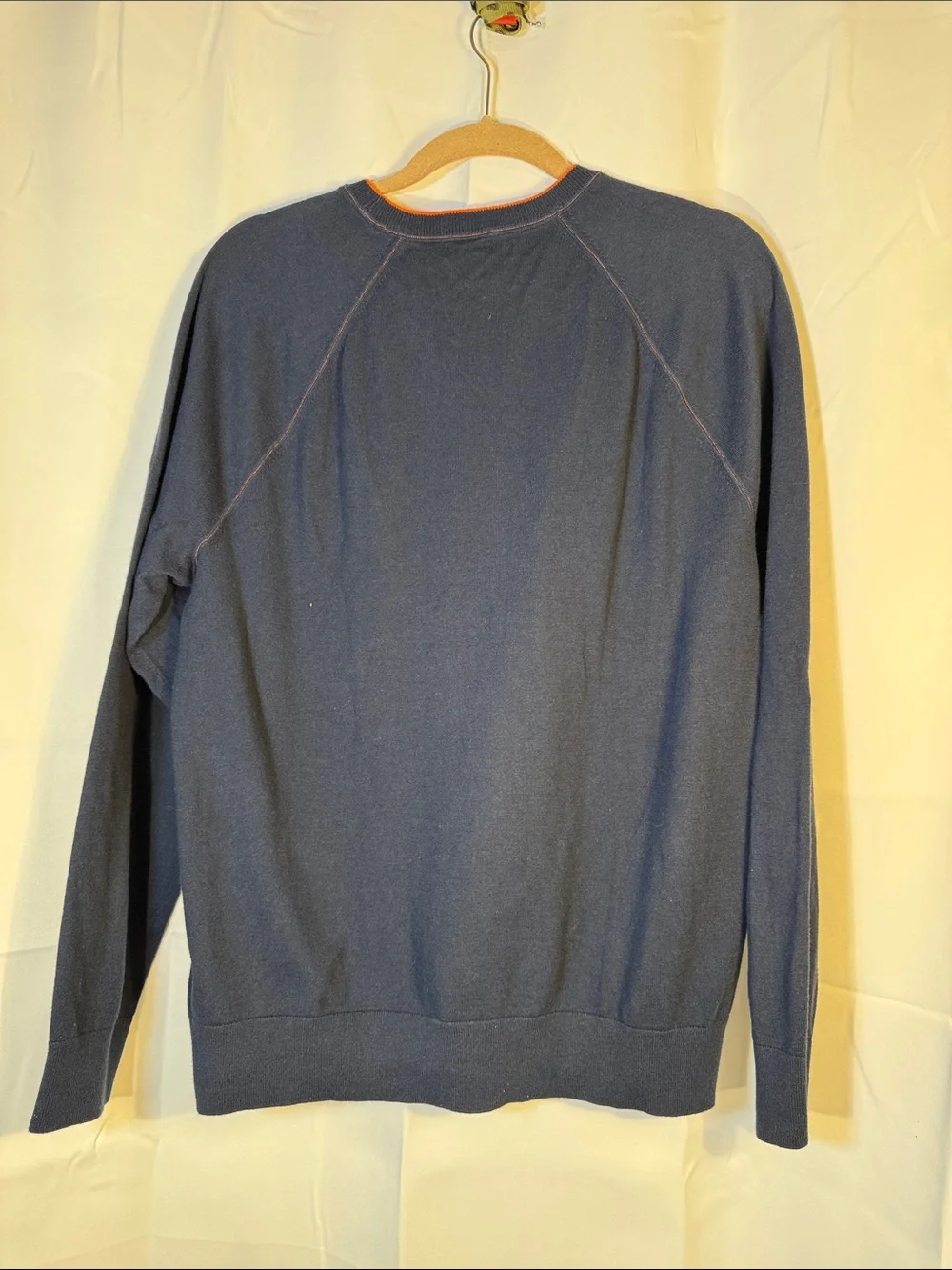 Banana Republic Men's Navy Crewneck Sweater with Orange Trim